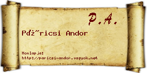 Páricsi Andor névjegykártya